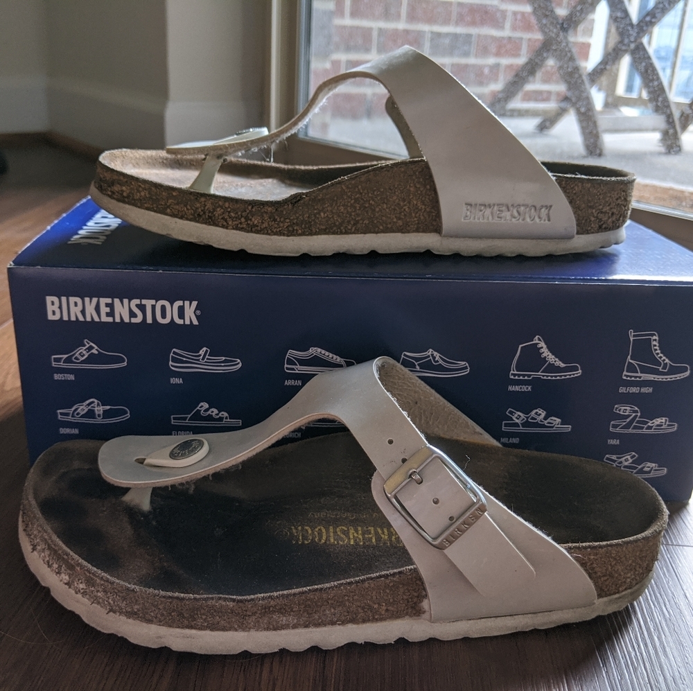 White Gizeh Birkenstocks